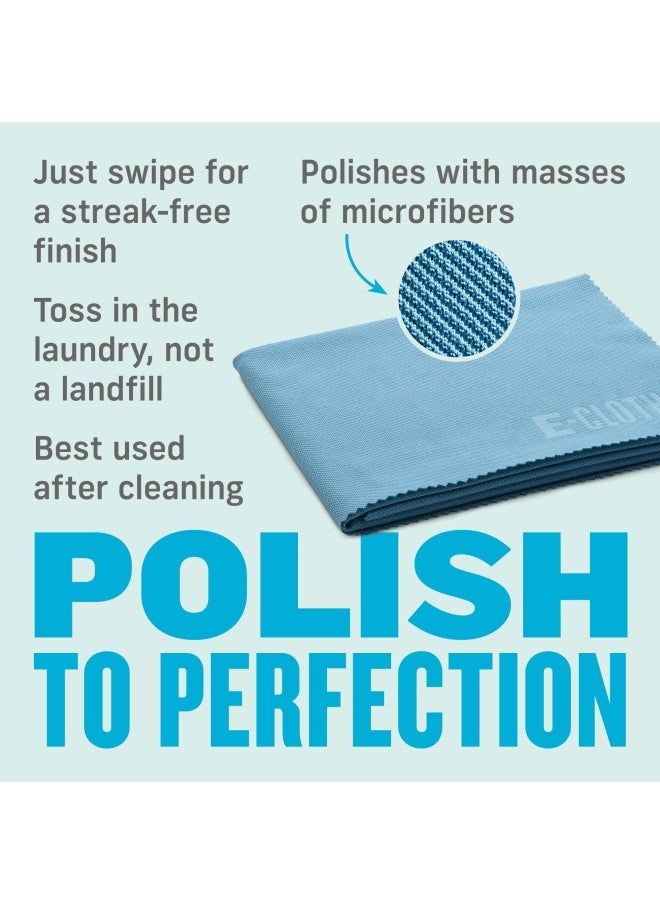 e-cloth - 4-Pack Glass & Polishing Cloth  Sustainable Microfiber Cleaning Cloth Set  Perfect Cleaner for Glass  Windows and Mirrors  Washable and Reusable  100 Wash Promise  Alaskan Blue - Image 1