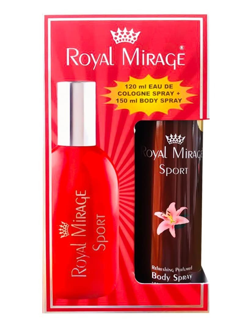 ROYAL MIRAGE Sport Red Unisex Eau De Parfum Gift Set 120 ML Perfume And 150ML Deodorant - Image 1