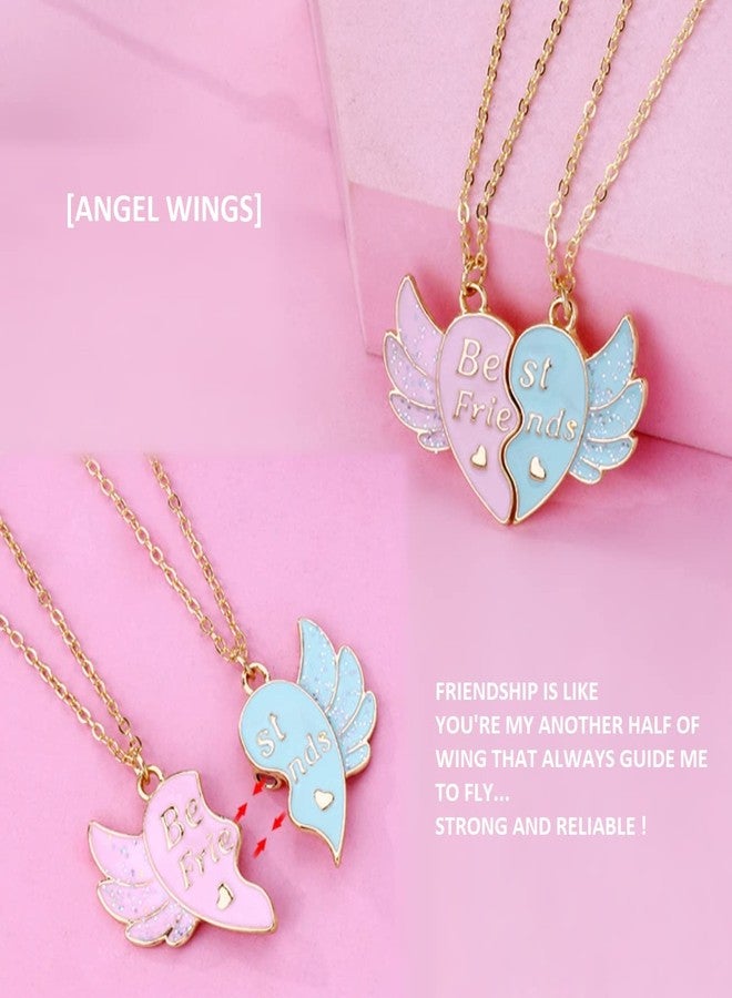 Lezmoii Friendship Necklace Best Friend Necklace Matching Magnetic BFF Necklace for 2 Girls Friendship Gifts (G: Wing Gold), Metal, No Gemstone - Image 4