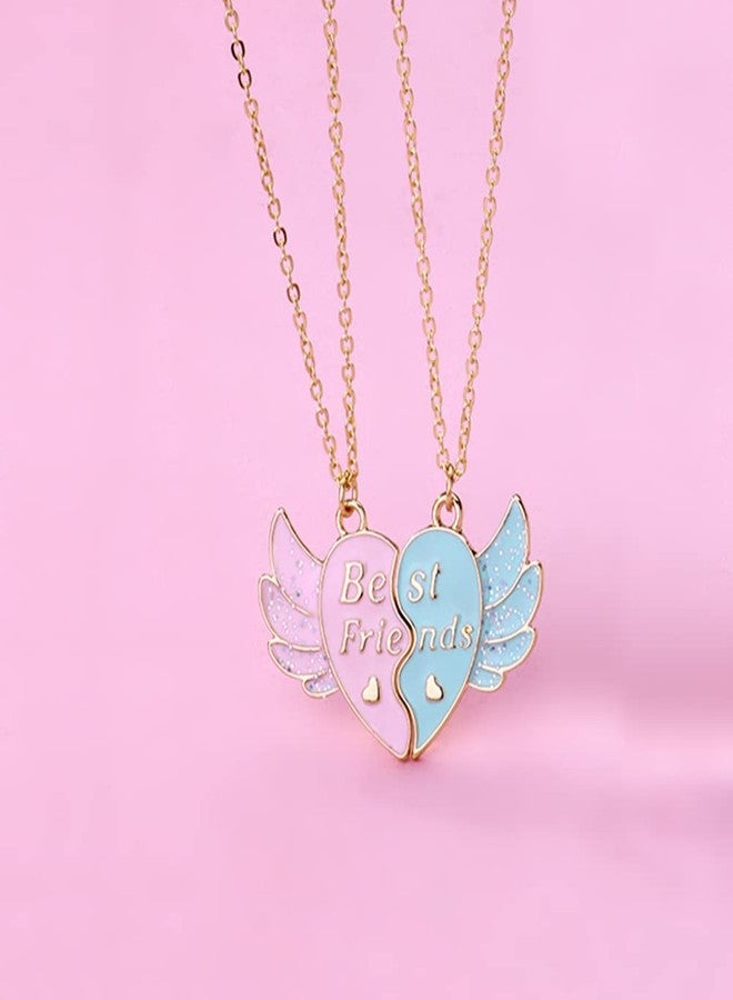 Lezmoii Friendship Necklace Best Friend Necklace Matching Magnetic BFF Necklace for 2 Girls Friendship Gifts (G: Wing Gold), Metal, No Gemstone - Image 3