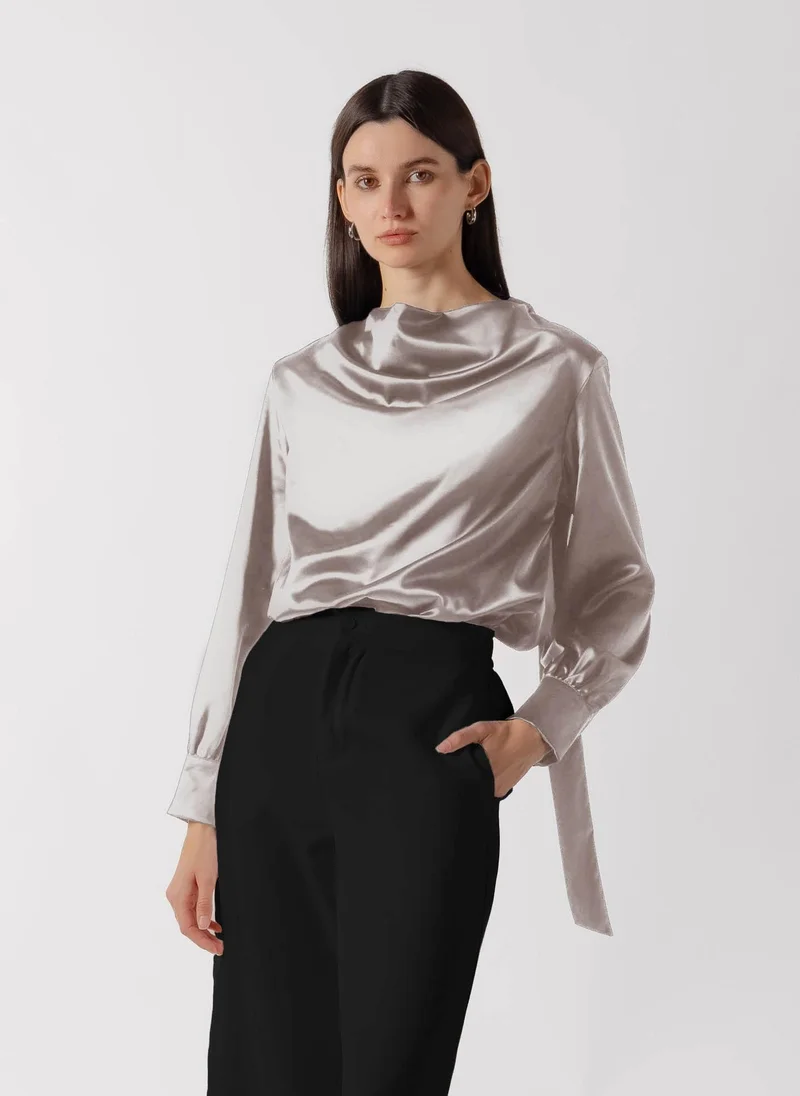 Shapes TIE NECK SATIN BLOUSE