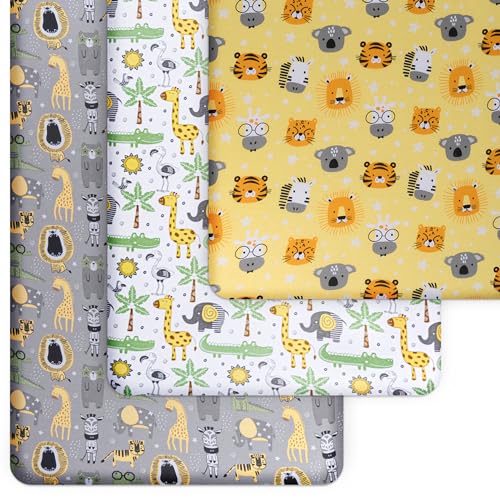 GrowWILD Fitted Nautical Crib Sheets (3 Pack) by GROW WILD - Jersey Knit Cotton Crib Sheet for Boys, Toddler Bed Mattress & Baby Boy Crib Bedding Set, 52” x 28” x 9” Crib Sheets (Safari Animals) - Image 3