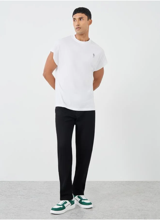 Styli Styli Minimal Print Crew Neck T-Shirt