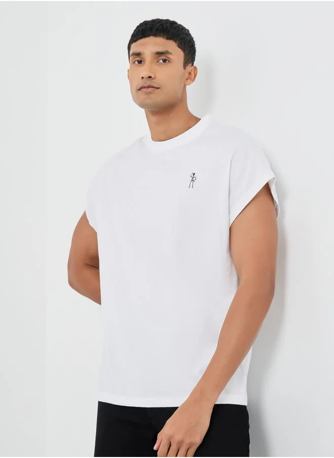 Styli Styli Minimal Print Crew Neck T-Shirt