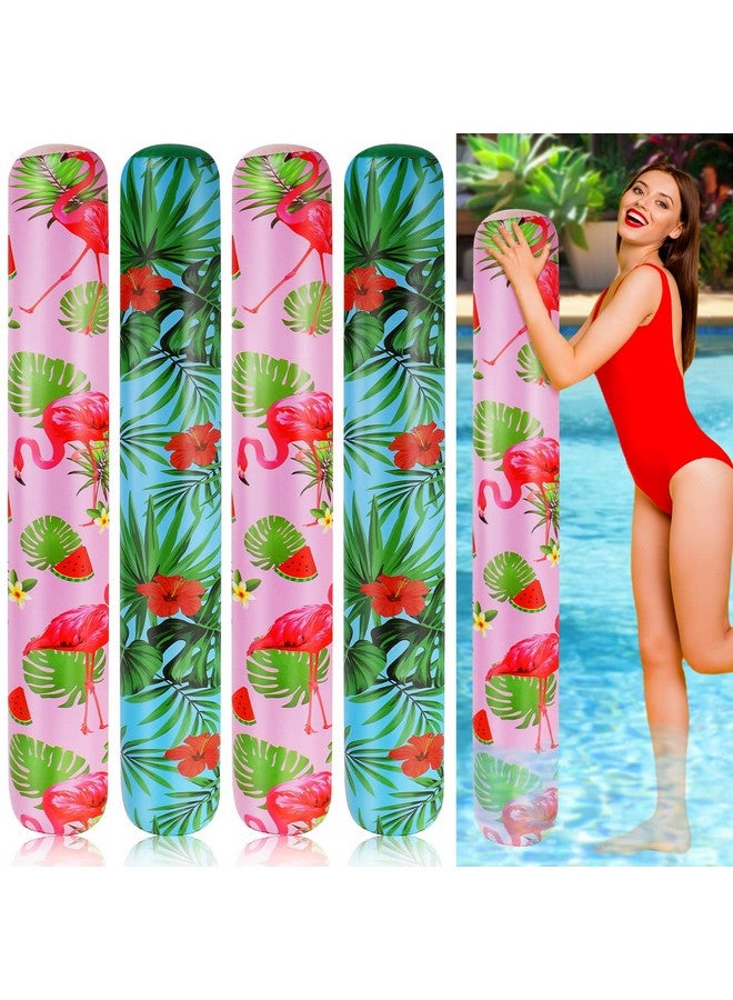 Karenhi 4 Pcs 50 Inch Jumbo Pool Noodle Hawaii Swimming Pool Floats Palm Leaves Tropical Inflatable Pool Noodles Giant Water Floating Noodles For Adult Water Game Pool Beach Hawaiian (Flamingo) - Image 1