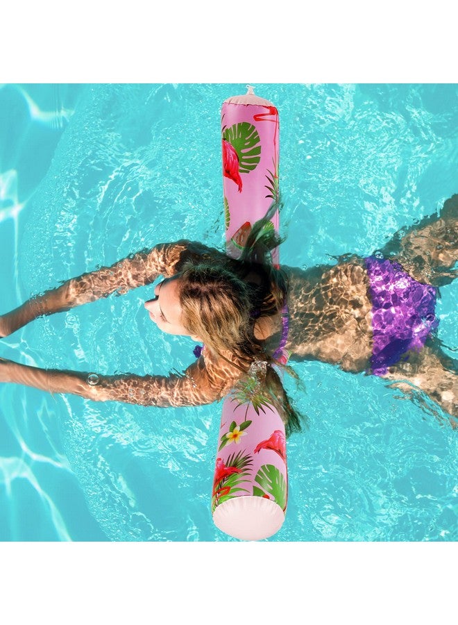 Karenhi 4 Pcs 50 Inch Jumbo Pool Noodle Hawaii Swimming Pool Floats Palm Leaves Tropical Inflatable Pool Noodles Giant Water Floating Noodles For Adult Water Game Pool Beach Hawaiian (Flamingo) - Image 4