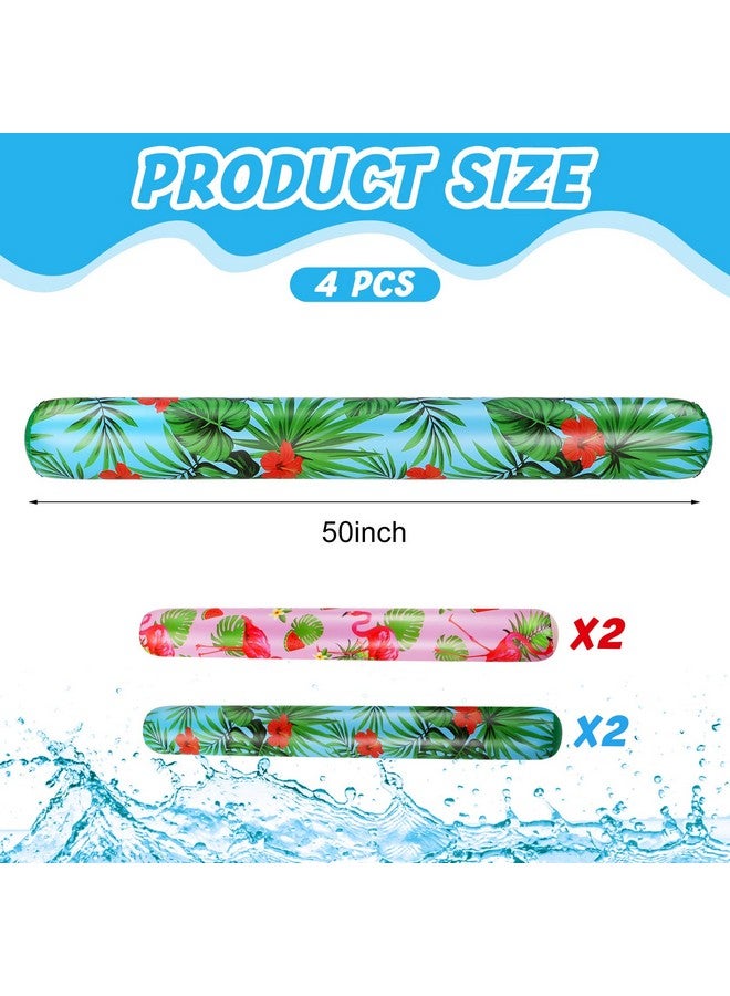 Karenhi 4 Pcs 50 Inch Jumbo Pool Noodle Hawaii Swimming Pool Floats Palm Leaves Tropical Inflatable Pool Noodles Giant Water Floating Noodles For Adult Water Game Pool Beach Hawaiian (Flamingo) - Image 2