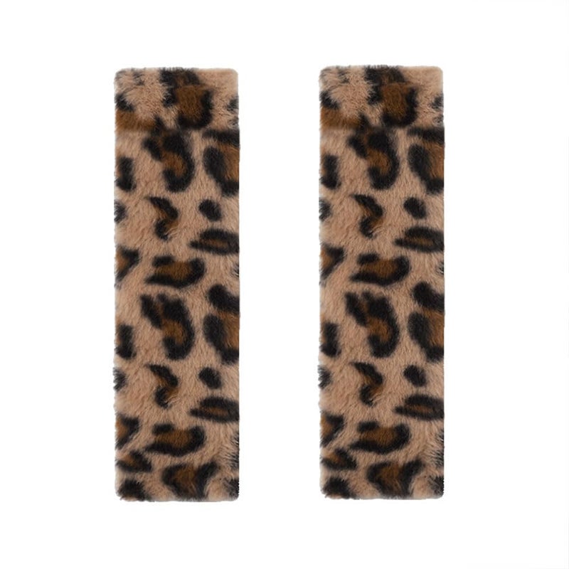 JINXU 2 Pack Seat Belt Cover Pad Cute Plush Leopard Print Seatbelt Covers Seatbelt Shoulder for More Comfortable Driving Plush Fluffy Soft Seat Belt Cover Car Interior Accessories - Image 3