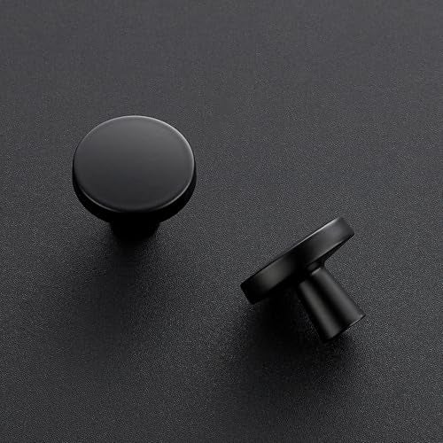JOY DECOR 5 Pack Kitchen Cabinet Knobs Solid Drawer Knobs Dresser Knobs 1-1/4 Inch Drawer Pulls Matte Black Cabinet Hardware for Dresser Drawers Round Cabinet Door Knobs Simple Drawer Handles - Image 2