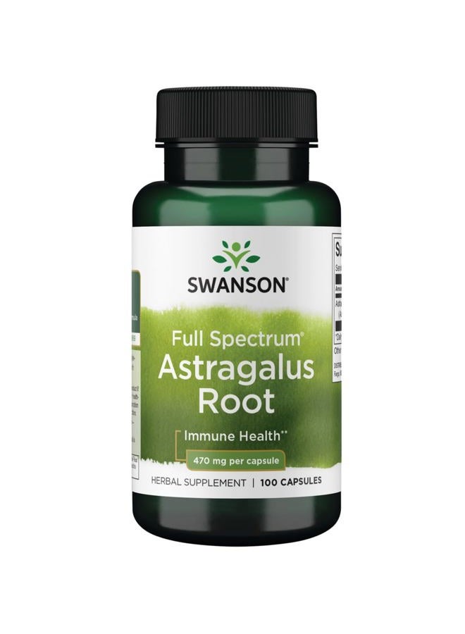 SWANSON Astragalus Root - Herbal Supplement Promoting Immune System Support - Natural Formula Supporting Heart '&' Liver Health - (100 Capsules, 470mg Each) - Image 1