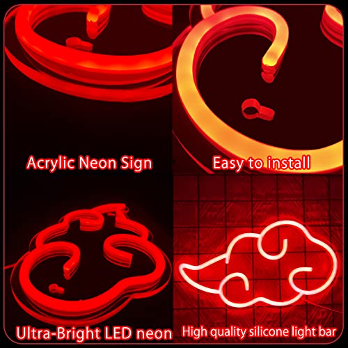 Dleouly Anime Neon Sign, LED Red Cloud Neon Signs for Wall Decor, Dimmable Gaming Neon Sign Wall Signs USB Night Neon Light for Bedroom Game Room Man Cave Party, Gifts for Your Son, Boyfriend(12x7in) - Image 2
