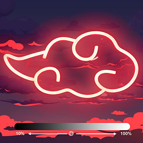 Dleouly Anime Neon Sign, LED Red Cloud Neon Signs for Wall Decor, Dimmable Gaming Neon Sign Wall Signs USB Night Neon Light for Bedroom Game Room Man Cave Party, Gifts for Your Son, Boyfriend(12x7in) - Image 1