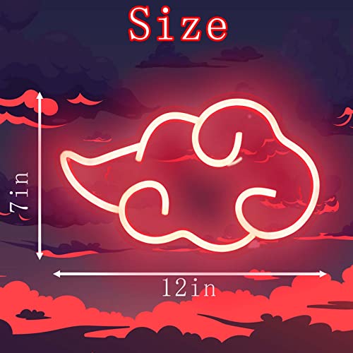 Dleouly Anime Neon Sign, LED Red Cloud Neon Signs for Wall Decor, Dimmable Gaming Neon Sign Wall Signs USB Night Neon Light for Bedroom Game Room Man Cave Party, Gifts for Your Son, Boyfriend(12x7in) - Image 5