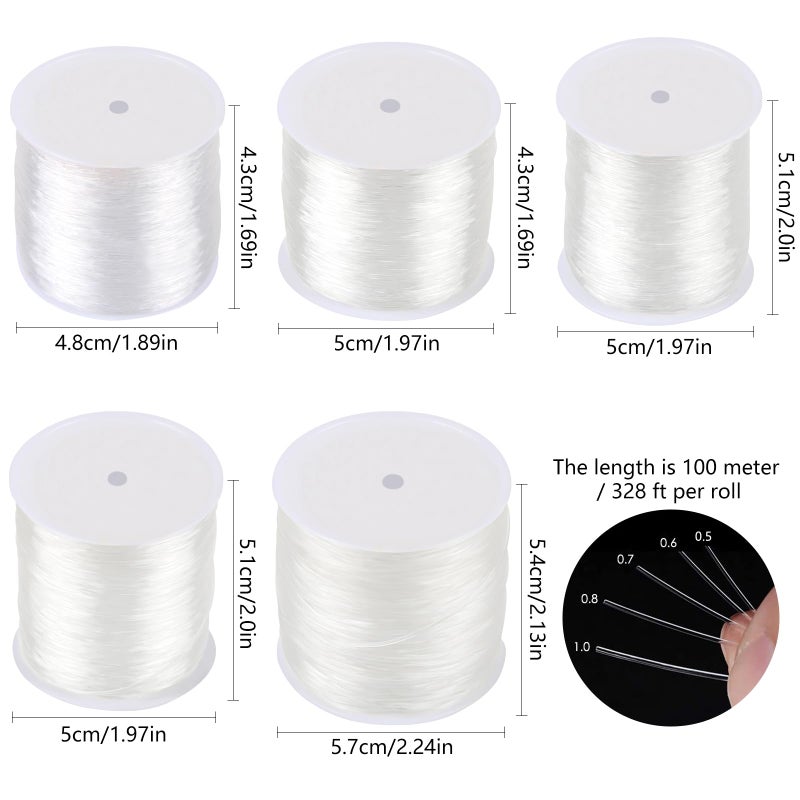 كابكس 6 خيوط مرنة بأحجام متنوعة، سلسلة سوار قابلة للتمدد، حبل خرز كريستالي للسوار والخرز وصناعة المجوهرات - 0.5 مم، 0.6 مم، 0.7 مم، 0.8 مم، 1 مم، 1.5 مم - Image 2