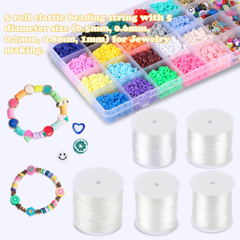 كابكس 6 خيوط مرنة بأحجام متنوعة، سلسلة سوار قابلة للتمدد، حبل خرز كريستالي للسوار والخرز وصناعة المجوهرات - 0.5 مم، 0.6 مم، 0.7 مم، 0.8 مم، 1 مم، 1.5 مم - Image 5