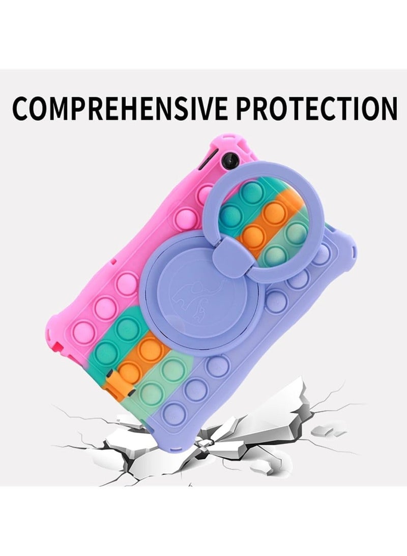 Case Compatible with Lenovo Tab M10 3rd Gen 10.1 inch (TB-328FU/TB-328XU) 2022 Kids Soft Silicon 360 Rotating Ring Stand Cover with Should Strap and Pen - Image 3