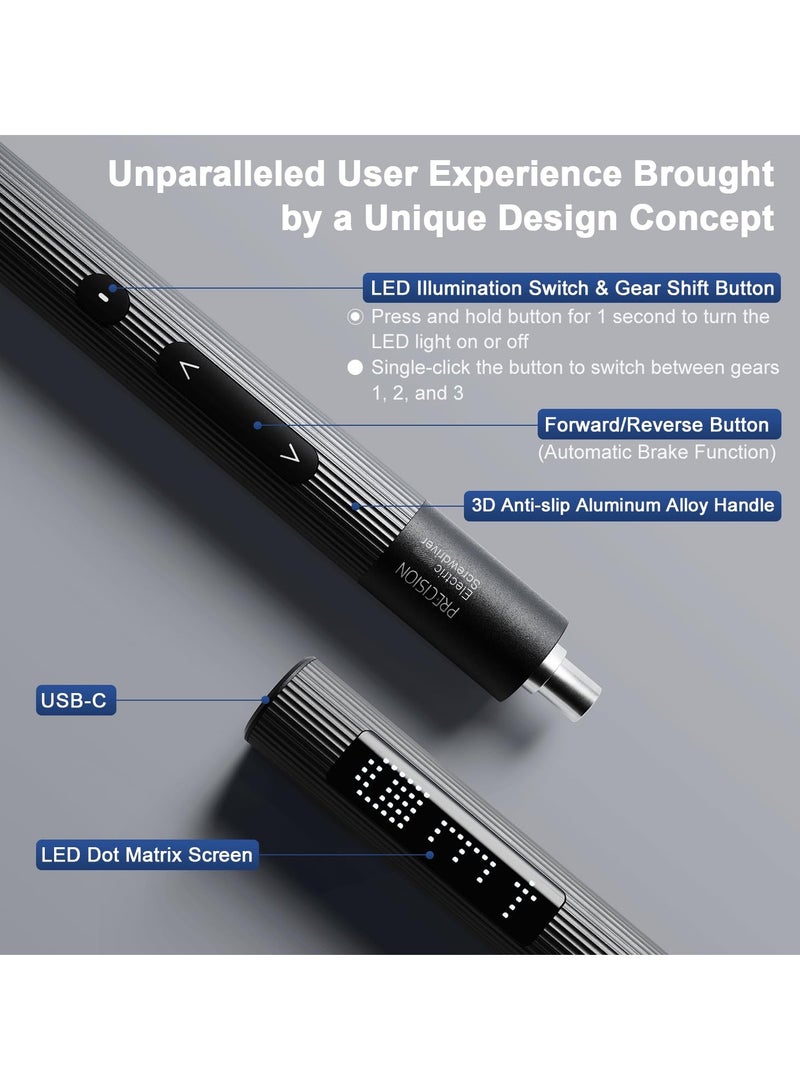 36 in 1 Electric Screwdriver Set with LED Screen - Mini Rechargeable Cordless Power Driver, 0.3N.m Torque, Leather Aluminum Case - Micro Repair Tool Kit for iPhone, PC, Watch, DIY Projects - Image 5