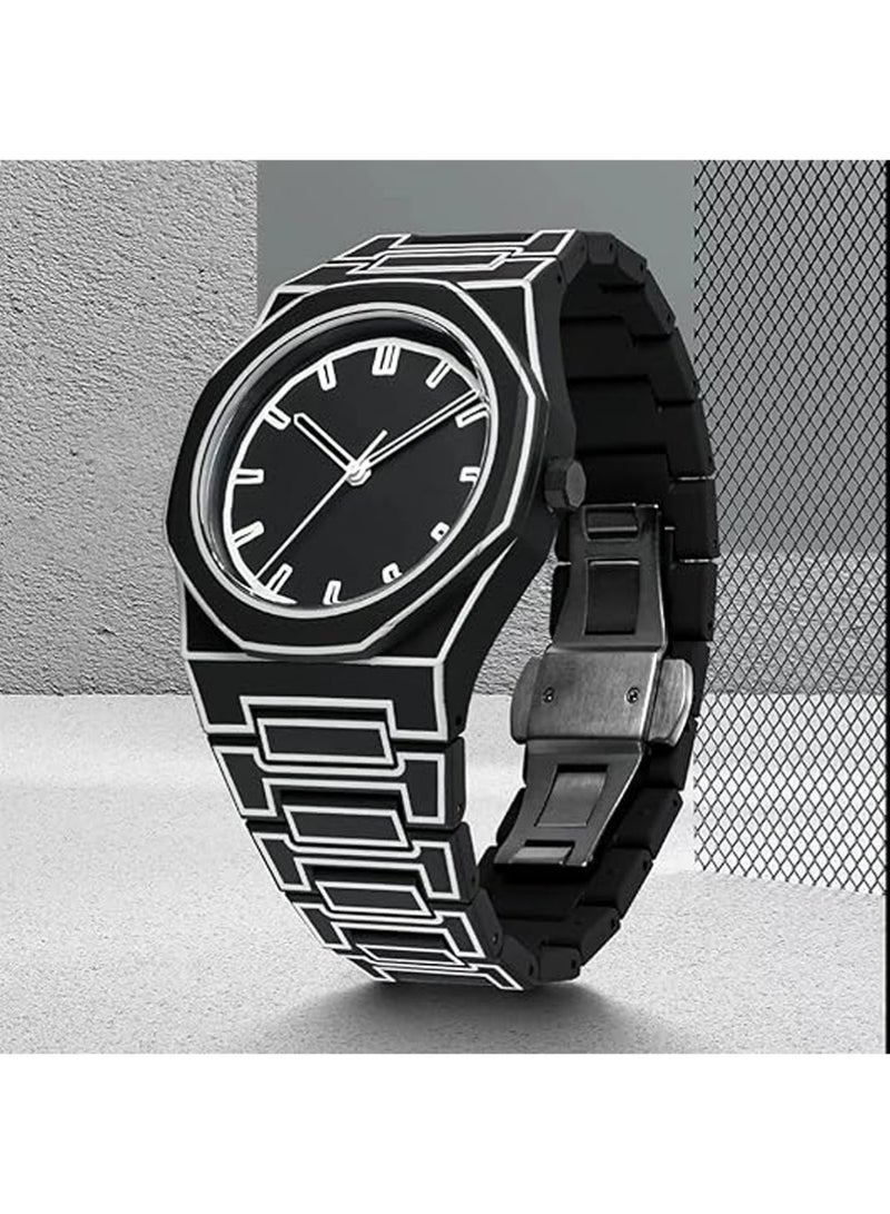 بولوز الرجال أنيمي مستوحى من الموضة الرسم الرسم ساعة المعصم الحد الأدنى تصميم الثقب الدودي الإبداعي ساعة أنيقة ودائمة للساعة الرياضية للرجال - Image 2