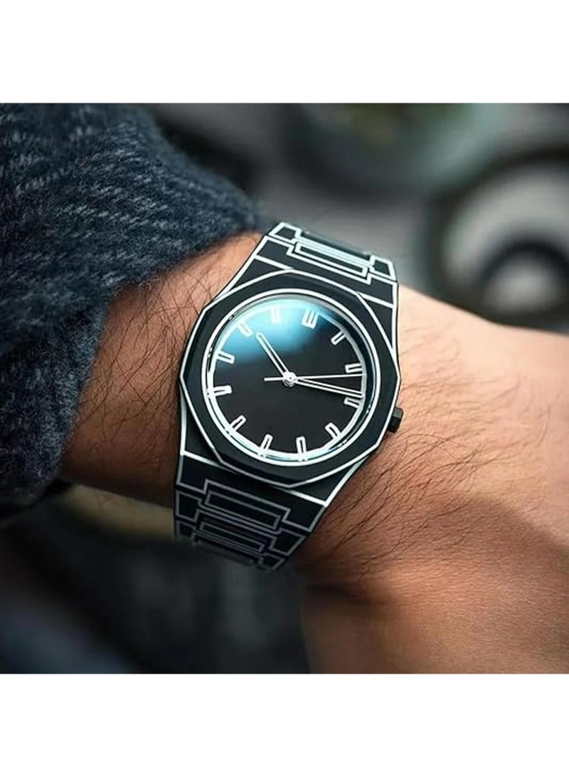 بولوز الرجال أنيمي مستوحى من الموضة الرسم الرسم ساعة المعصم الحد الأدنى تصميم الثقب الدودي الإبداعي ساعة أنيقة ودائمة للساعة الرياضية للرجال - Image 4