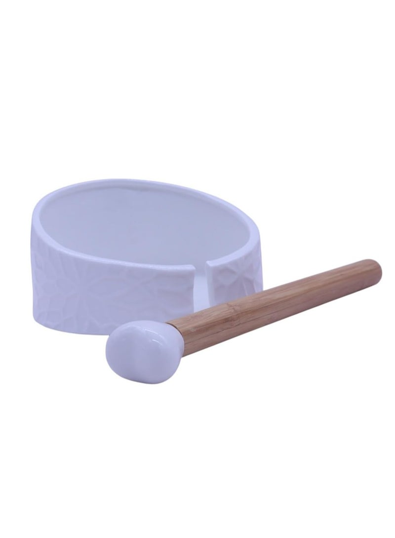 AKDC Towel Holder with Bamboo Handle and Ceramic Base, 14.5 x 25 cm, Lavender Color - Image 1
