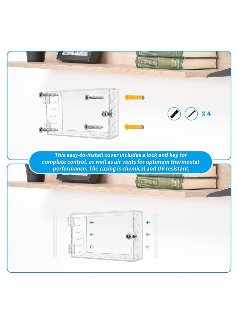 Universal Thermostat Lock Box with Key, Clear Thermostat Guard for Thermostat on Wall, Thermostat Cover with Lock Fits Thermostats 7H x 4.5W inches or Smaller (1 Set) - Image 4