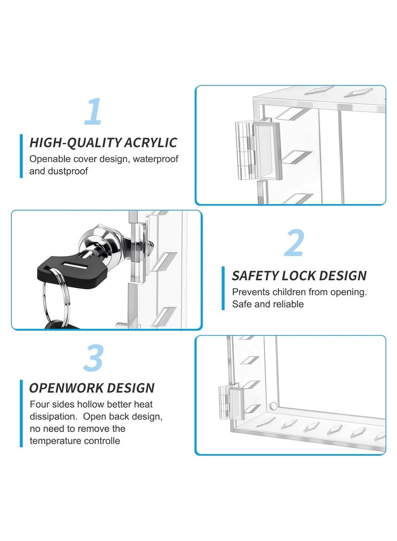 Universal Thermostat Lock Box with Key, Clear Thermostat Guard for Thermostat on Wall, Thermostat Cover with Lock Fits Thermostats 7H x 4.5W inches or Smaller (1 Set) - Image 2