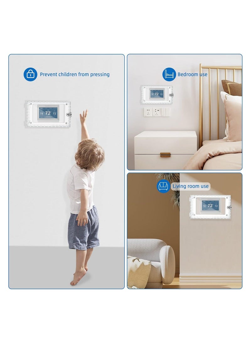 Universal Thermostat Lock Box with Key, Clear Thermostat Guard for Thermostat on Wall, Thermostat Cover with Lock Fits Thermostats 7H x 4.5W inches or Smaller (1 Set) - Image 3