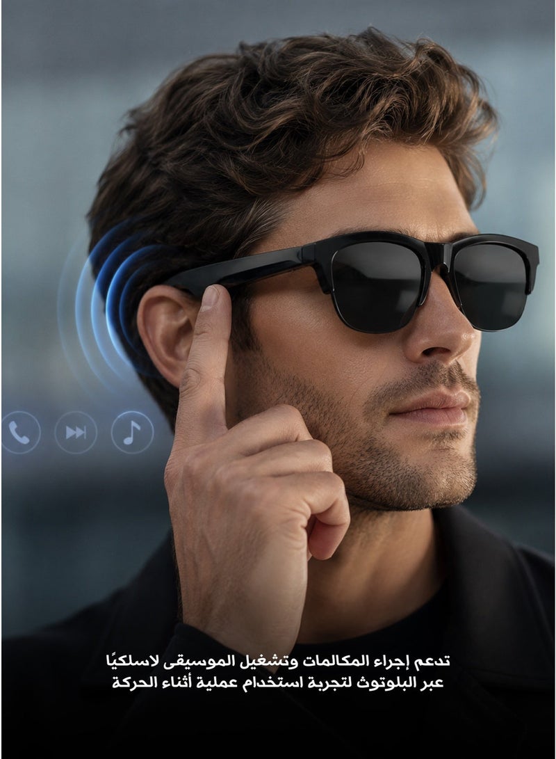 Bluetooth Sunglasses F06 Black, Wireless Audio & UV Protection - Image 1