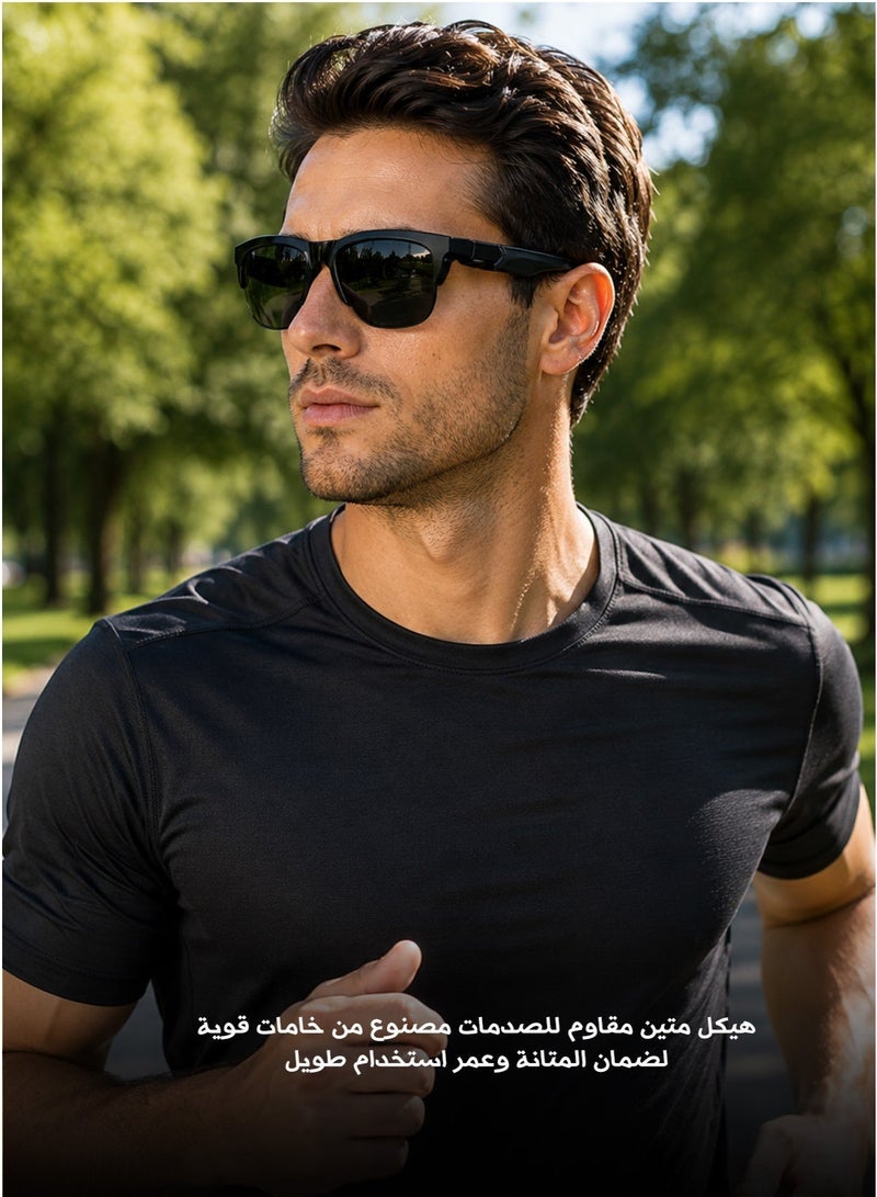 Bluetooth Sunglasses F06 Black, Wireless Audio & UV Protection - Image 2