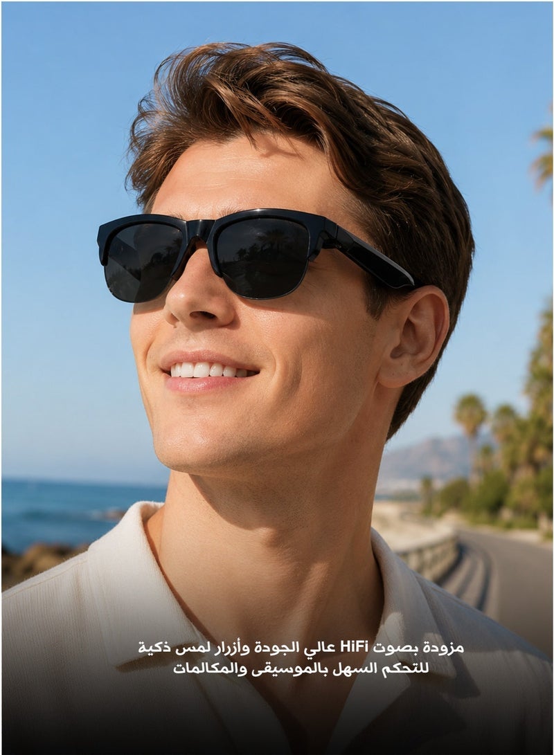 Bluetooth Sunglasses F06 Black, Wireless Audio & UV Protection - Image 3