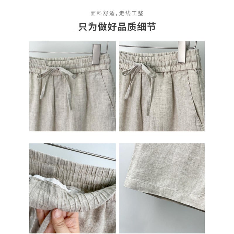 High-End Pure Linen Men'S Pants Summer Thin Men'S Linen Pants Loose Straight Casual Trousers Men'S Cotton And Linen Pants - Image 4