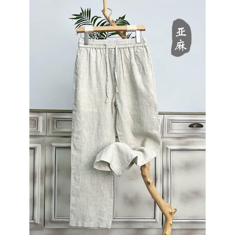 High-End Pure Linen Men'S Pants Summer Thin Men'S Linen Pants Loose Straight Casual Trousers Men'S Cotton And Linen Pants - Image 5