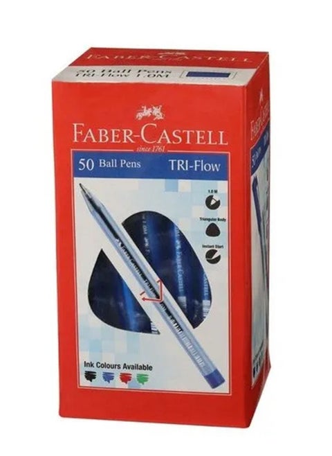 50-Piece Tri-flow Ballpoint Pens Blue Ink
