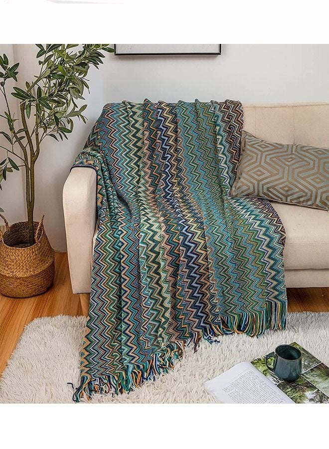 Bukela Stripe Soft Throw Blanket Blue 127x172cm - Image 1