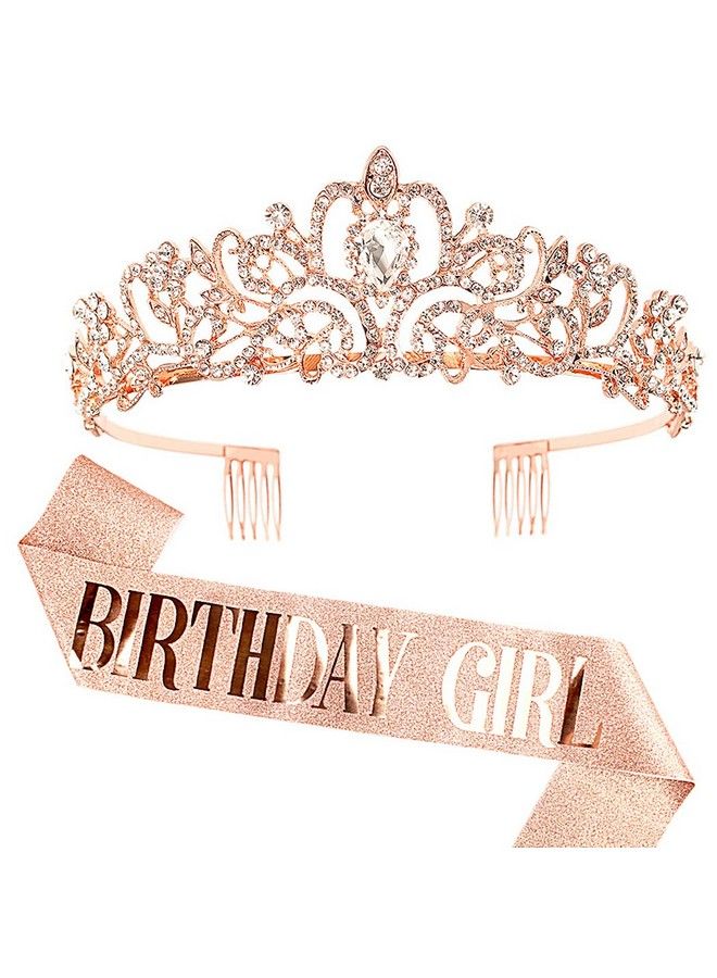 Cocide "Birthday Girl" Sash & Rhinestone Tiara Set Cocide Birthday Sash And Tiara For Women Birthday Decoration Kit Rhinestone Headband For Girl Glitter Crystal Hair Accessories For Birth Party - Image 2