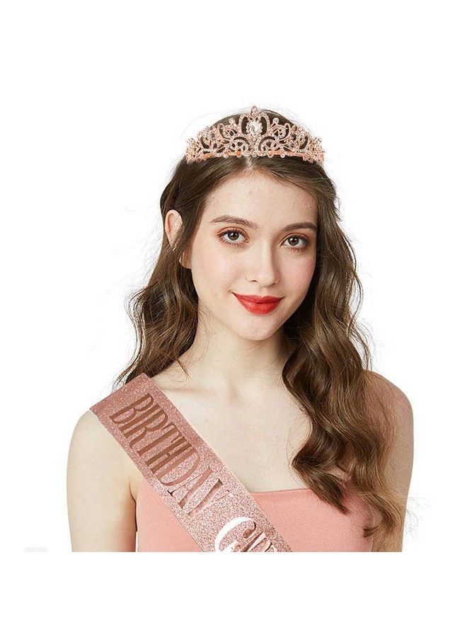 Cocide "Birthday Girl" Sash & Rhinestone Tiara Set Cocide Birthday Sash And Tiara For Women Birthday Decoration Kit Rhinestone Headband For Girl Glitter Crystal Hair Accessories For Birth Party - Image 3