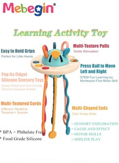 MEBEGIN Safe Teething Toys, Montessori Toys with Bright Colors and Unique Shape, Early Development Activity Pull String Toys, Sensory Toy with Sliding Magic Balls, Baby Travel Toys, Fine Motor Skill Toys for Toddlers, Made of High-Quality Plastic ABS and Food-Grade Silicone  - Image 2