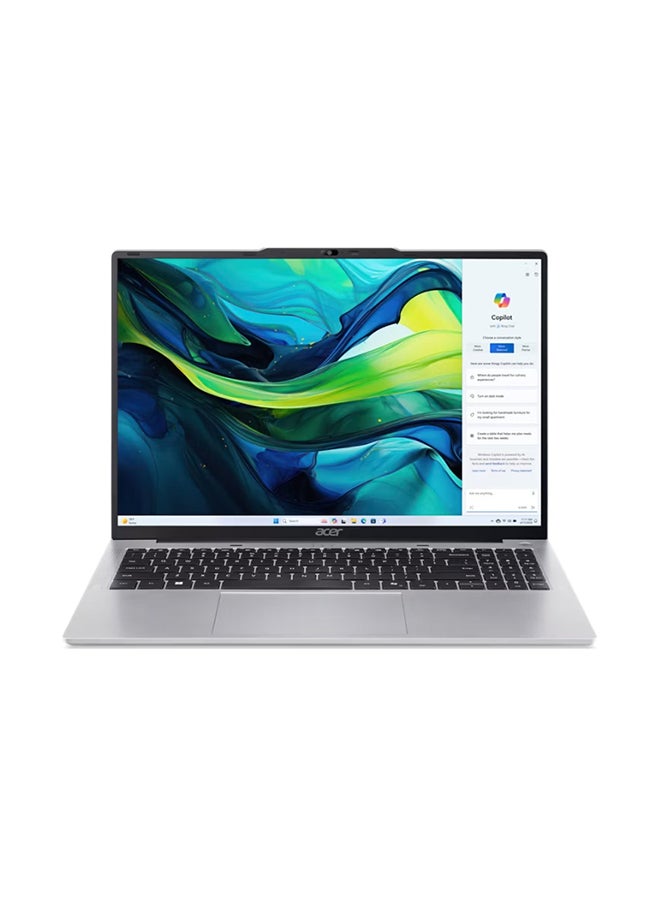 أيسر لابتوب Aspire Lite AL16 (إصدار مطور) بشاشة WUXGA مقاس 16 بوصة (1920×1200)، معالج Intel Core i5-1334U، ذاكرة وصول عشوائي 8 جيجابايت DDR5، قرص صلب SSD سعة 512 جيجابايت، معالج رسومات Intel UHD، نظام التشغيل Windows 11، يدعم اللغتين الإنجليزية والعربية، لون فضي الإنجليزية/العربية - Image 1
