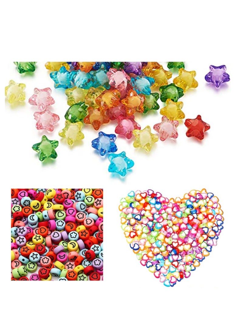 Grab Mantra 500 Pcs Spacer Beads Star Hearts Mix Space Icons For Bracelet Jewelry Making Supplies  - Image 1