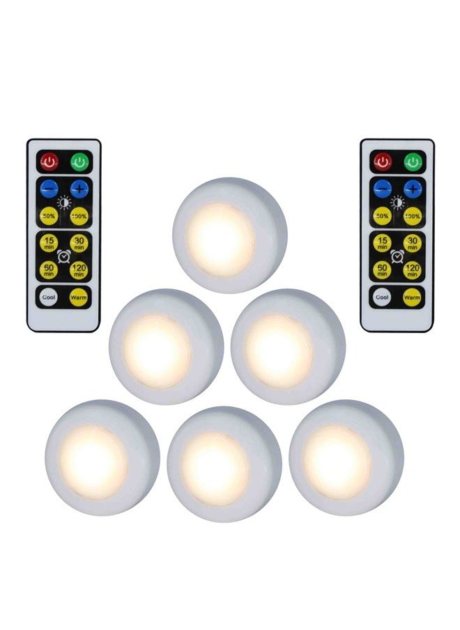 yongsheng 6-Piece Touch Sensor Light With Remote Control Set White 6 x 2.5cm，Wireless LED Lights with Remote Control,Battery Operated Lights （does not contain 3 AA Batteries）  - Image 1