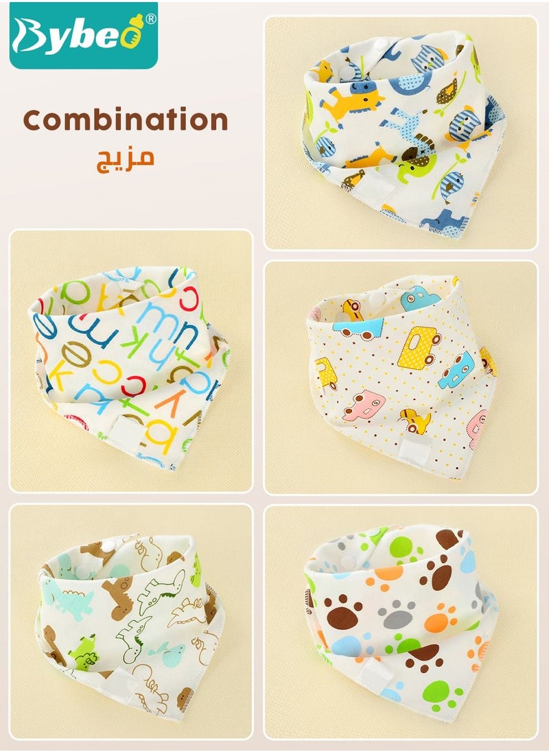 Bybeo - 5 PCS Baby Cotton Bibs Set for Boys & Girls, Infant Drool Bib To Drooling And Teething, Babies Shower Gift Set - Image 1