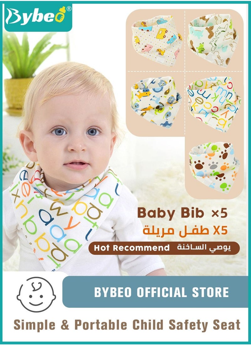 Bybeo - 5 PCS Baby Cotton Bibs Set for Boys & Girls, Infant Drool Bib To Drooling And Teething, Babies Shower Gift Set - Image 1