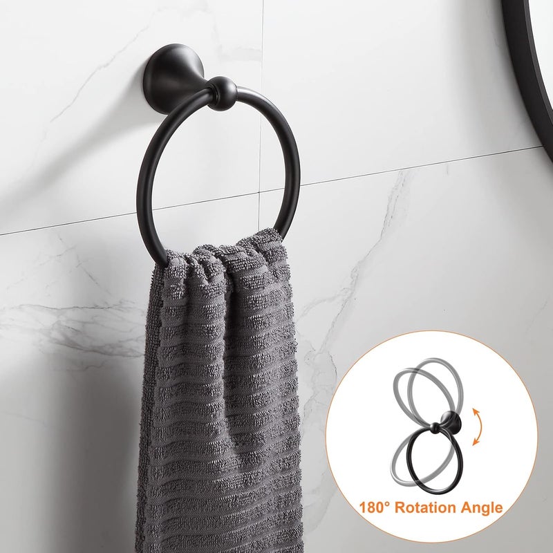 BGL Bathroom Hardware Set Matte Black Adjustable Expandable Bath Towel Bars Bathroom Accessory Set Towel Racks 8-Pieces Wall Mount - Image 4
