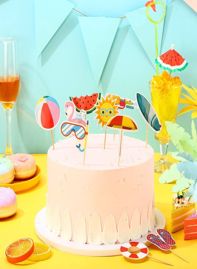 Epakh 100 Pcs Summer Beach Cupcake Toppers Pool Party Hawaiian Theme Cake Picks with Beach Ball Sun Umbrella Goggles Cake Decorations for Birthday Tropical Luau Party Supplies(Beach Style) - Image 5