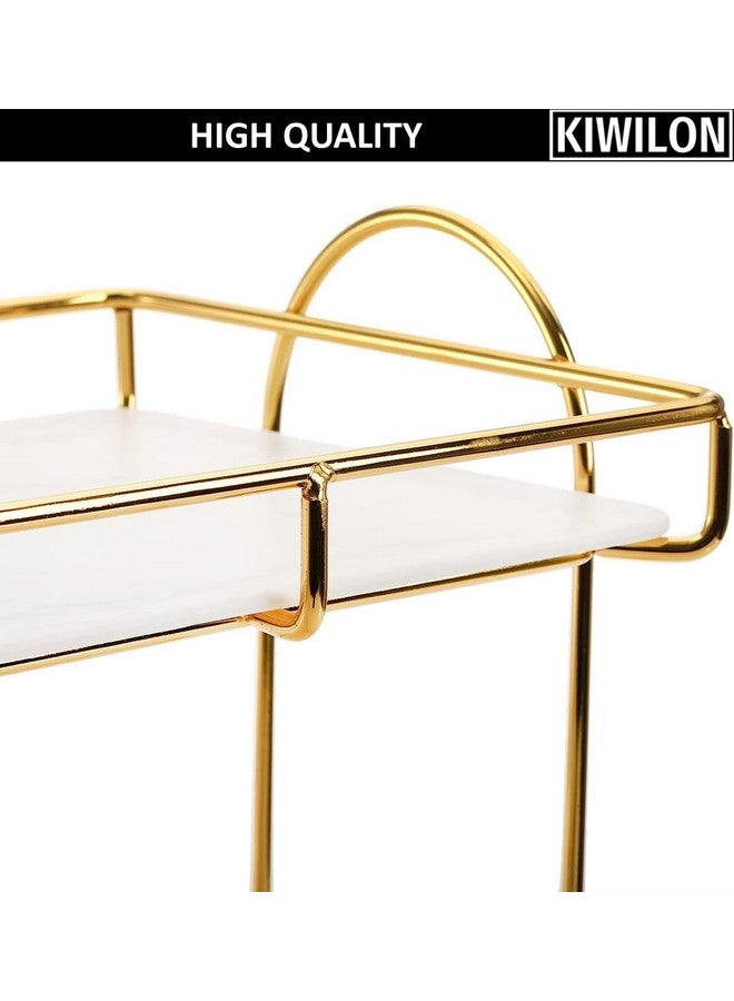 Kiwilon Bathroom Countertop Organizer | Kitchen Organizer Rack | 2 Tier Storage Rack Shelf with Gold Frame & Black Marble Finish Trays (31 * 14 * 25cm) - Image 4