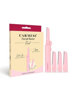 Carmesi Face Razor Reset - 1 Face Razor & 3 Cartridges | Reusable & Travel-Friendly | Instant & Painless Hair Removal | For Eyebrows, Upper Lip, Peach Fuzz, Forehead, Chin, Sideburns | Dermaplaning Tool