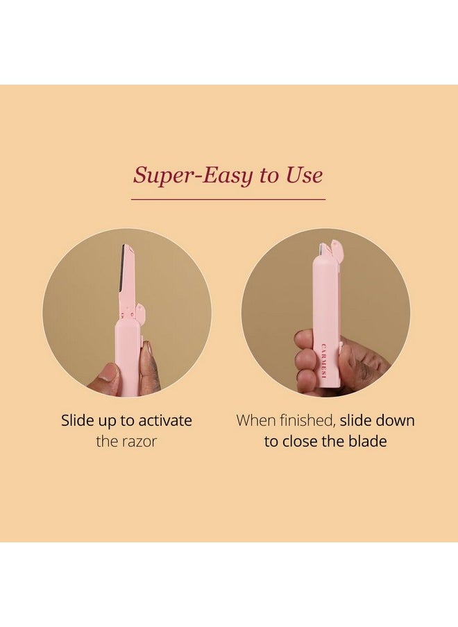 CARMESI Carmesi Face Razor Reset - 1 Face Razor & 3 Cartridges | Reusable & Travel-Friendly | Instant & Painless Hair Removal | For Eyebrows, Upper Lip, Peach Fuzz, Forehead, Chin, Sideburns | Dermaplaning Tool  - Image 4