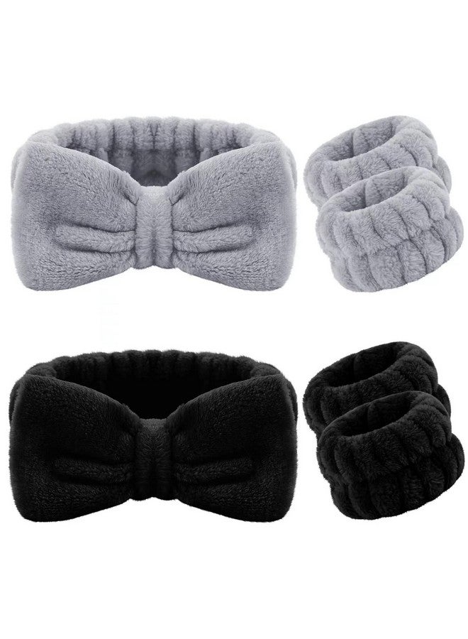 La Jolie Jasmin 6 Pieces Spa Headband Wrist Washband Scrunchies Cuffs For Washing Face Towel Wristbands Hair Headband Face Wash Wristband For Women Girls Makeup Prevent Liquids From Spilling Down Your Arms (Black) - Image 2