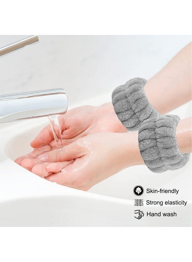 La Jolie Jasmin 6 Pieces Spa Headband Wrist Washband Scrunchies Cuffs For Washing Face Towel Wristbands Hair Headband Face Wash Wristband For Women Girls Makeup Prevent Liquids From Spilling Down Your Arms (Black) - Image 4