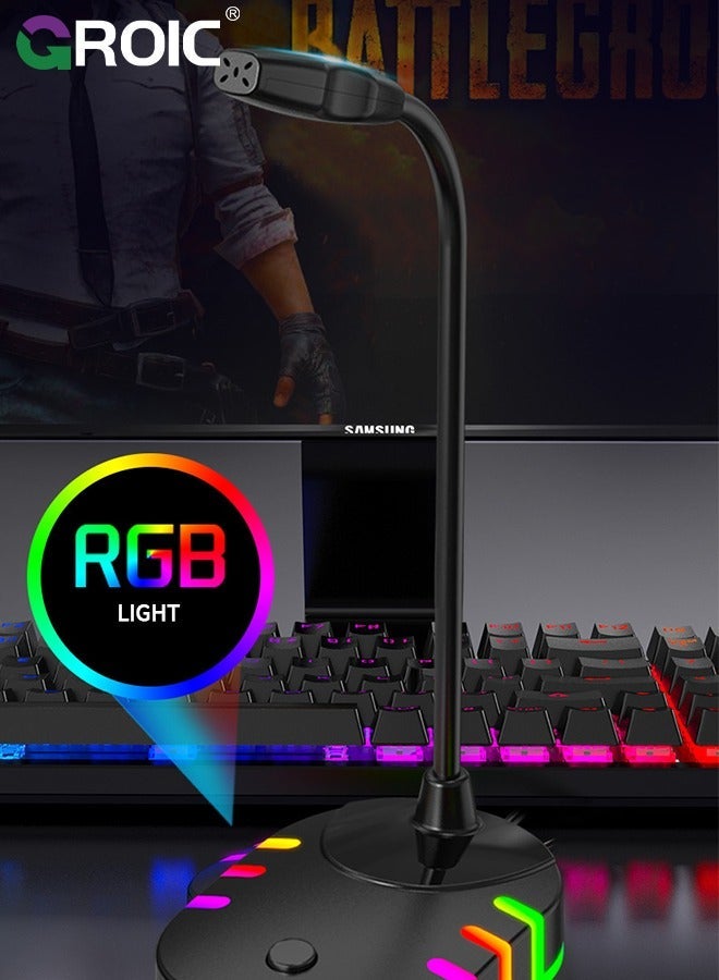 جرويك USB Computer Microphone, Plug Play Desktop Omnidirectional Condenser PC Laptop Mic, Mute on with LED Indicator, Compatible Windows/Mac, Ideal for YouTube, Skype, Recording, Games - Image 5